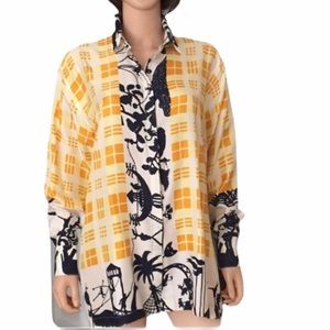 Sourine Eu Soie Luxury Silk Graphic Print Blouse